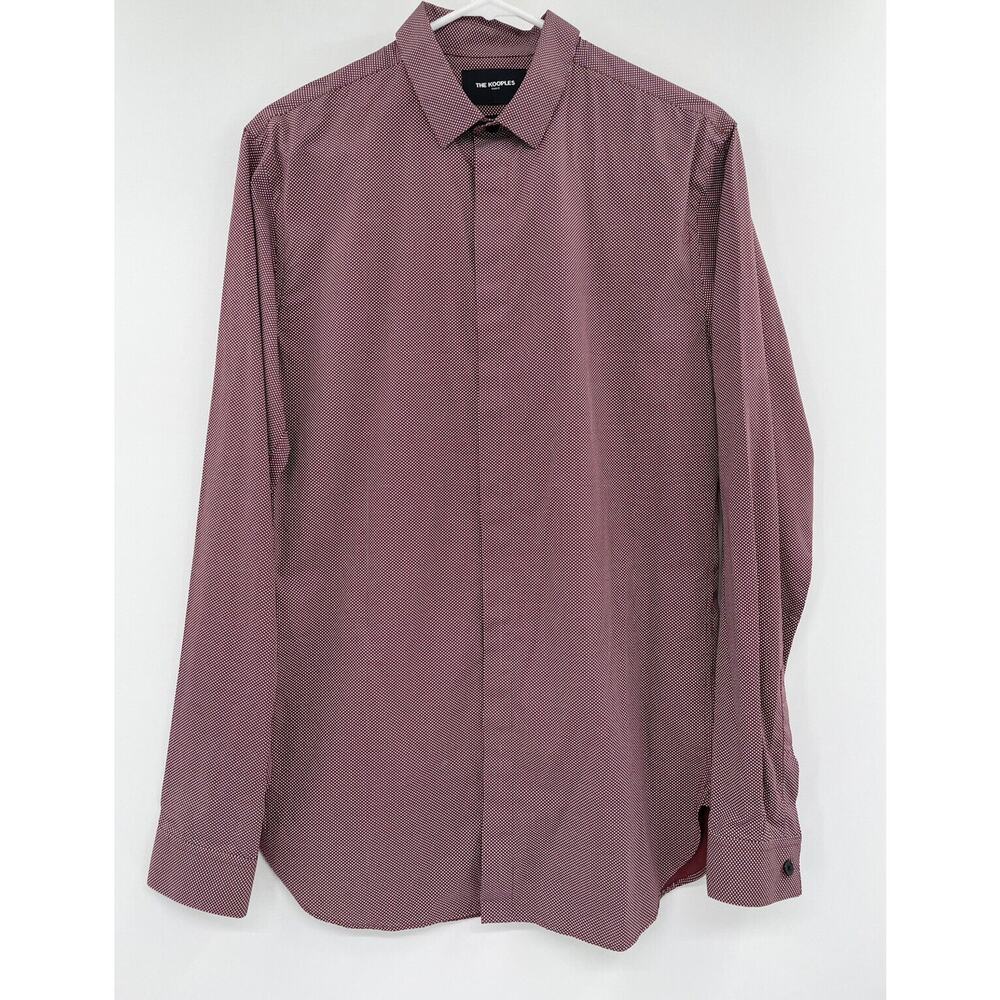 The Kooples Paris Mens Shirt Size S Slim Fit Tequila Dot Button Down Burgundy